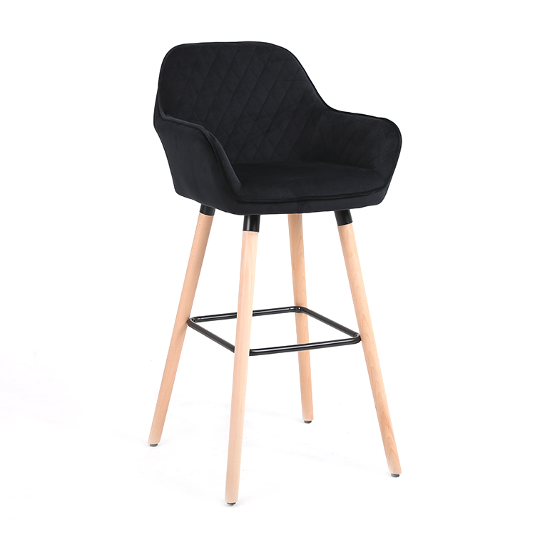 nordic solid wood bar chair